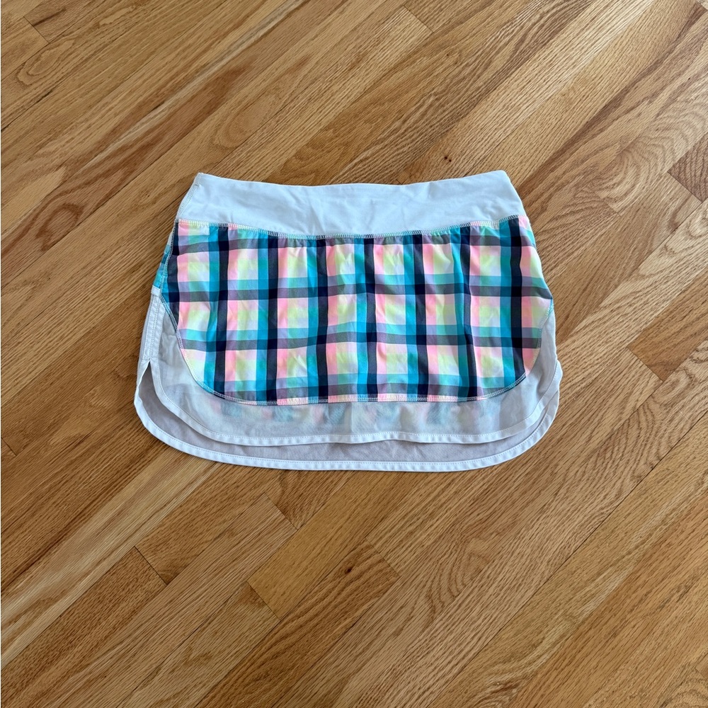 Lululemon skort white plaid skirt with shorts size 8